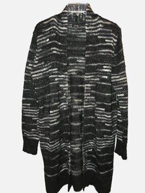 Apt. 9 Cardigan sweater Women's Large Black Gray Long Sleeve Open Front Knit
